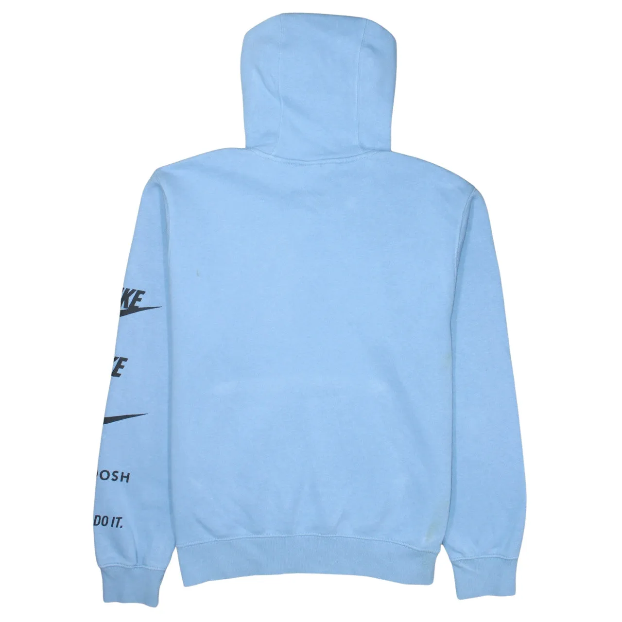 Nike Light Blue Hoodie Men's Medium Printed Swoosh Logos Sleeve Graphic Pullover Sweatshirt sold by Vintage Club product image thumbnail 2