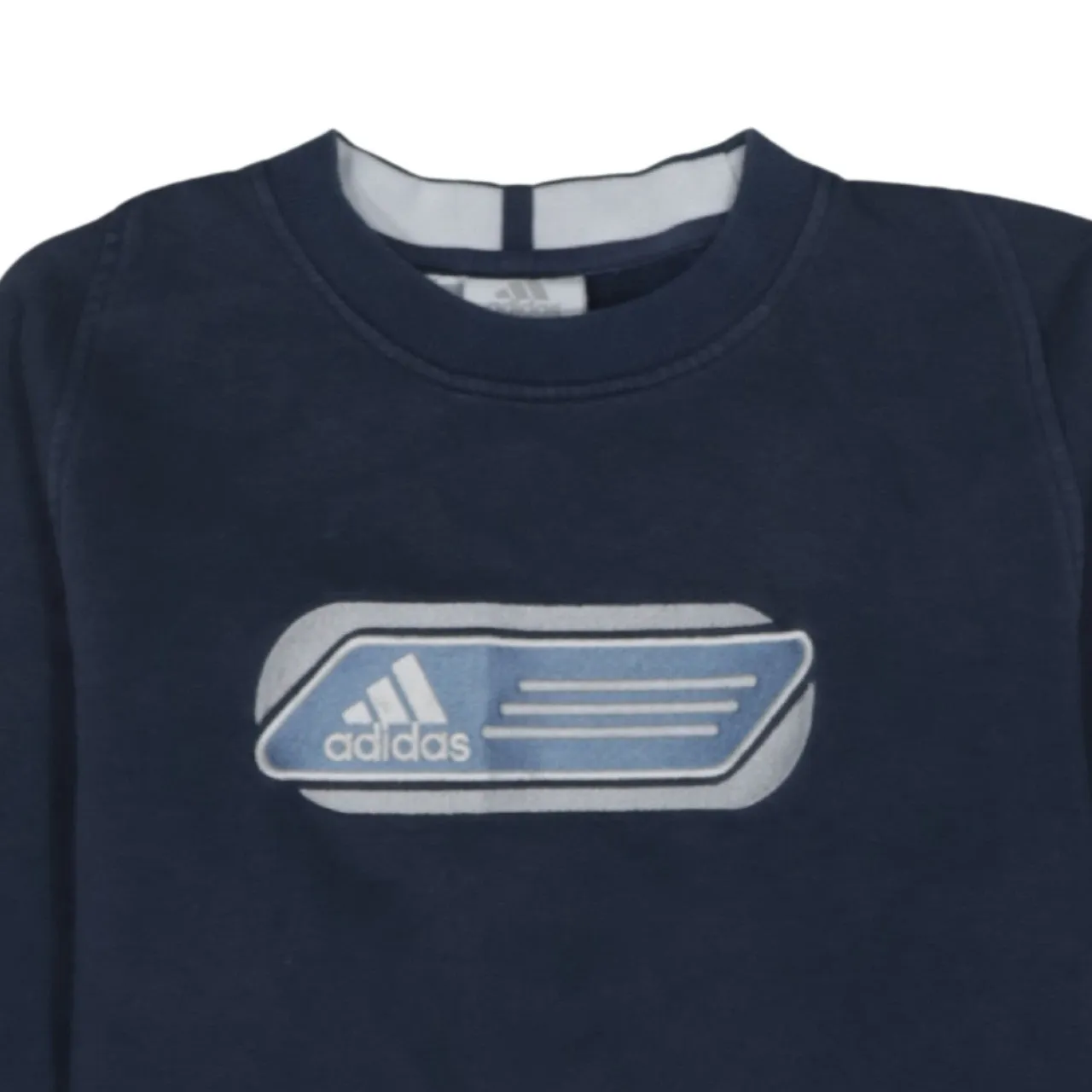 Adidas Navy Blue Sweatshirt Men's XSmall Printed Chest Logo Crewneck Pullover Top sold by Vintage Club product image thumbnail 3