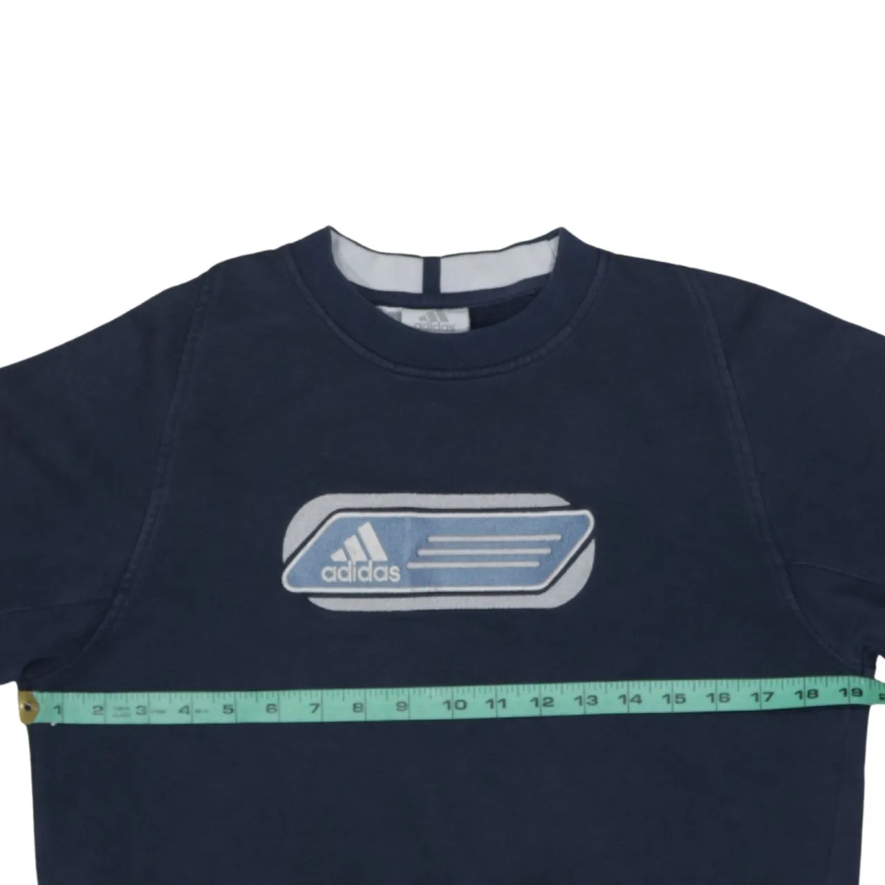 Adidas Navy Blue Sweatshirt Men's XSmall Printed Chest Logo Crewneck Pullover Top sold by Vintage Club product image thumbnail 5