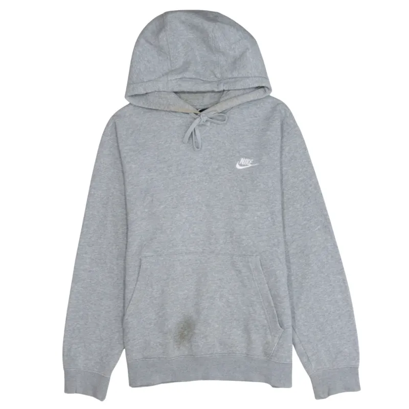 Nike Grey Hoodie Men's Small Embroidered Swoosh Logo Front Pocket Pullover Sweatshirt sold by Vintage Club