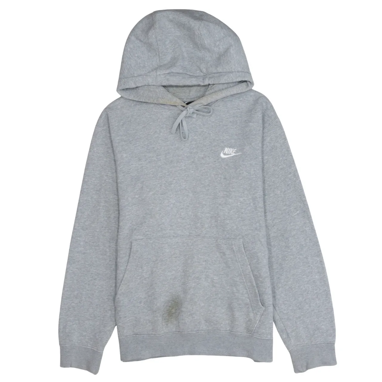 Nike Grey Hoodie Men's Small Embroidered Swoosh Logo Front Pocket Pullover Sweatshirt sold by Vintage Club