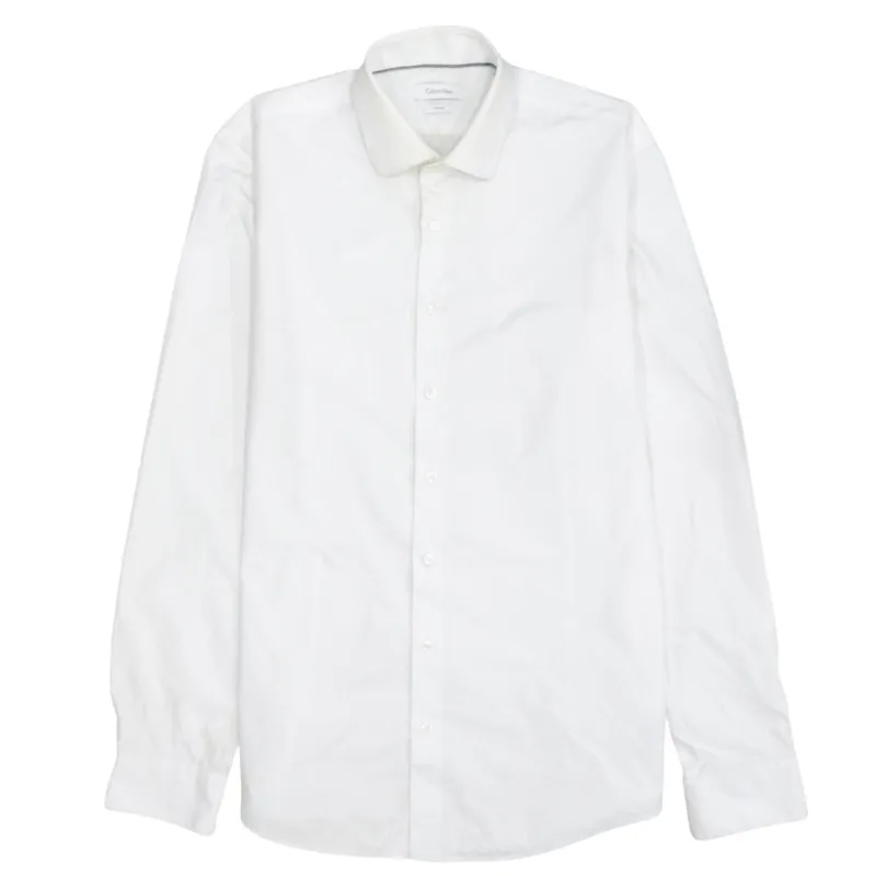 Calvin Klein White Shirt Men’s Small Long Sleeve Button Up Cotton Dress Shirt made by Calvin Klein