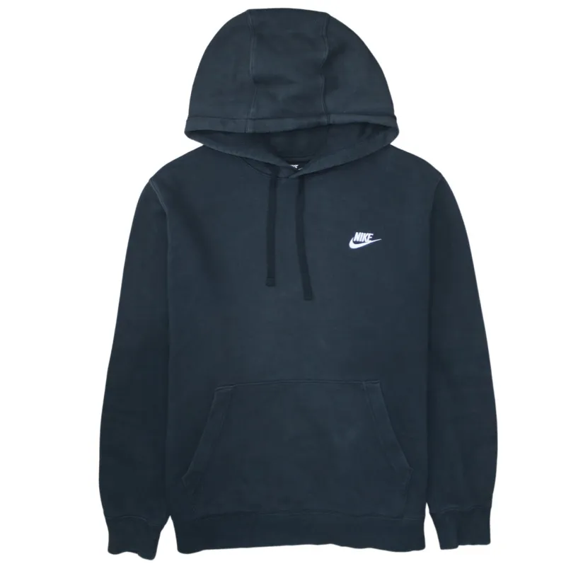 Nike Black Hoodie Men’s Large Embroidered Swoosh Logo Front Pocket Pullover Sweatshirt sold by Vintage Club