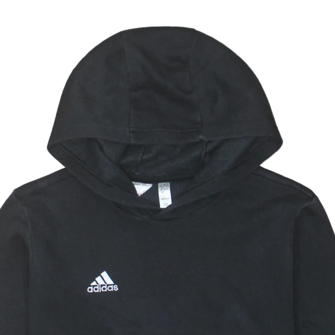 Adidas Black Hoodie Women’s Large Embroidered Chest Logo Front Pocket Pullover Sweatshirt sold by Vintage Club product image thumbnail 3