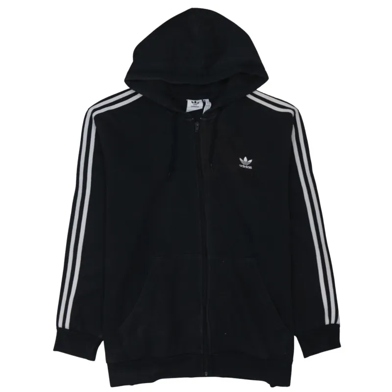 Adidas Black Full Zip Hoodie Men's XLarge Trefoil Embroidered Logo Three Stripe Sleeves Top sold by Vintage Club