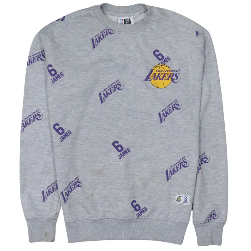 Primark Grey Lakers Sweatshirt Men's Small Printed LeBron James 6 All Over Pullover Top sold by Vintage Club