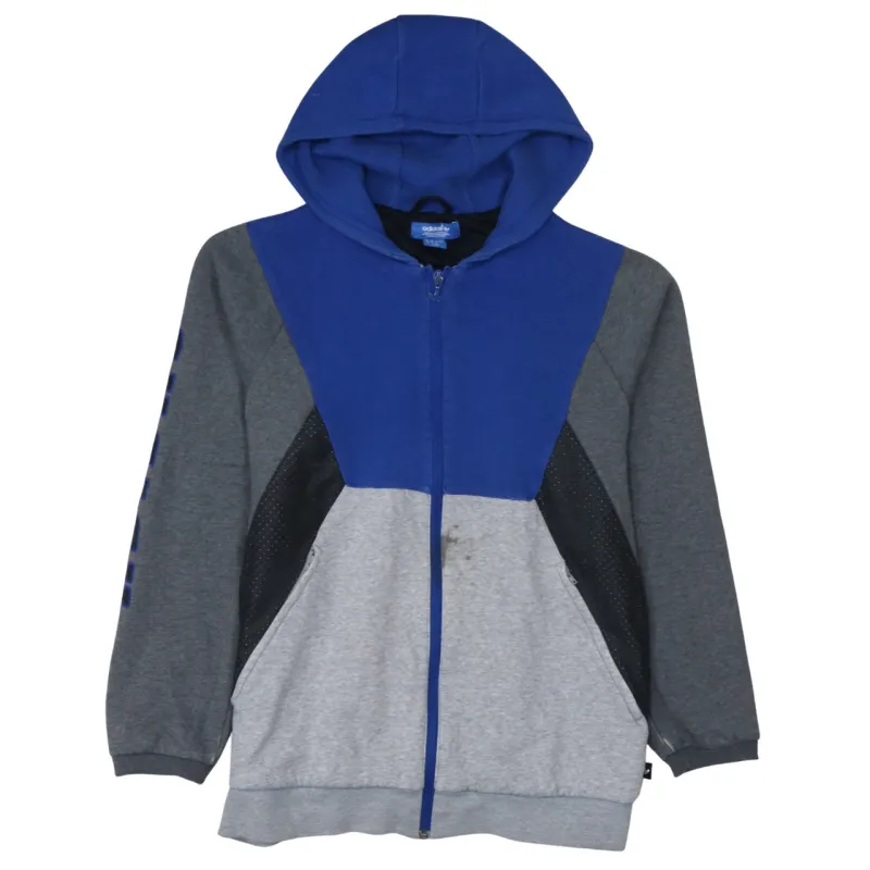 Adidas Blue Grey Full Zip Hoodie Men's Medium Panel Design Logo Sleeve Sweatshirt sold by Vintage Club