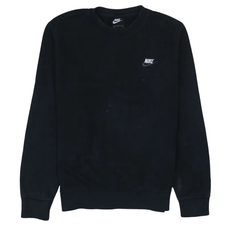 Nike Black Sweatshirt Men's Small Embroidered Chest Logo Crewneck Pullover Fleece Top sold by Vintage Club