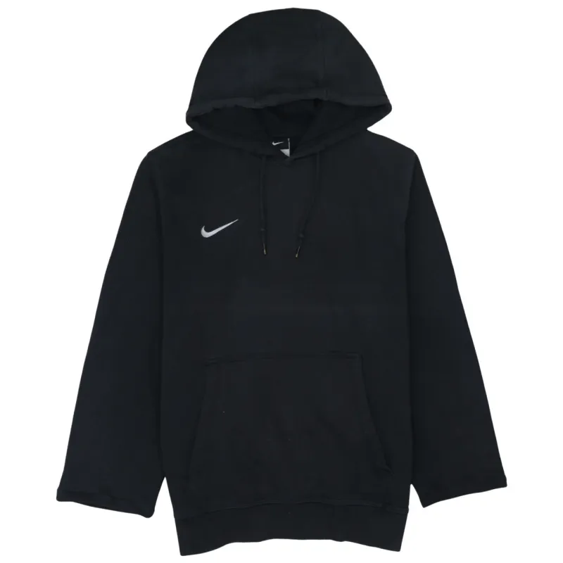 Nike Black Hoodie Women’s XLarge Embroidered Swoosh Drawstring Hood Front Pocket Pullover Sweatshirt sold by Vintage Club