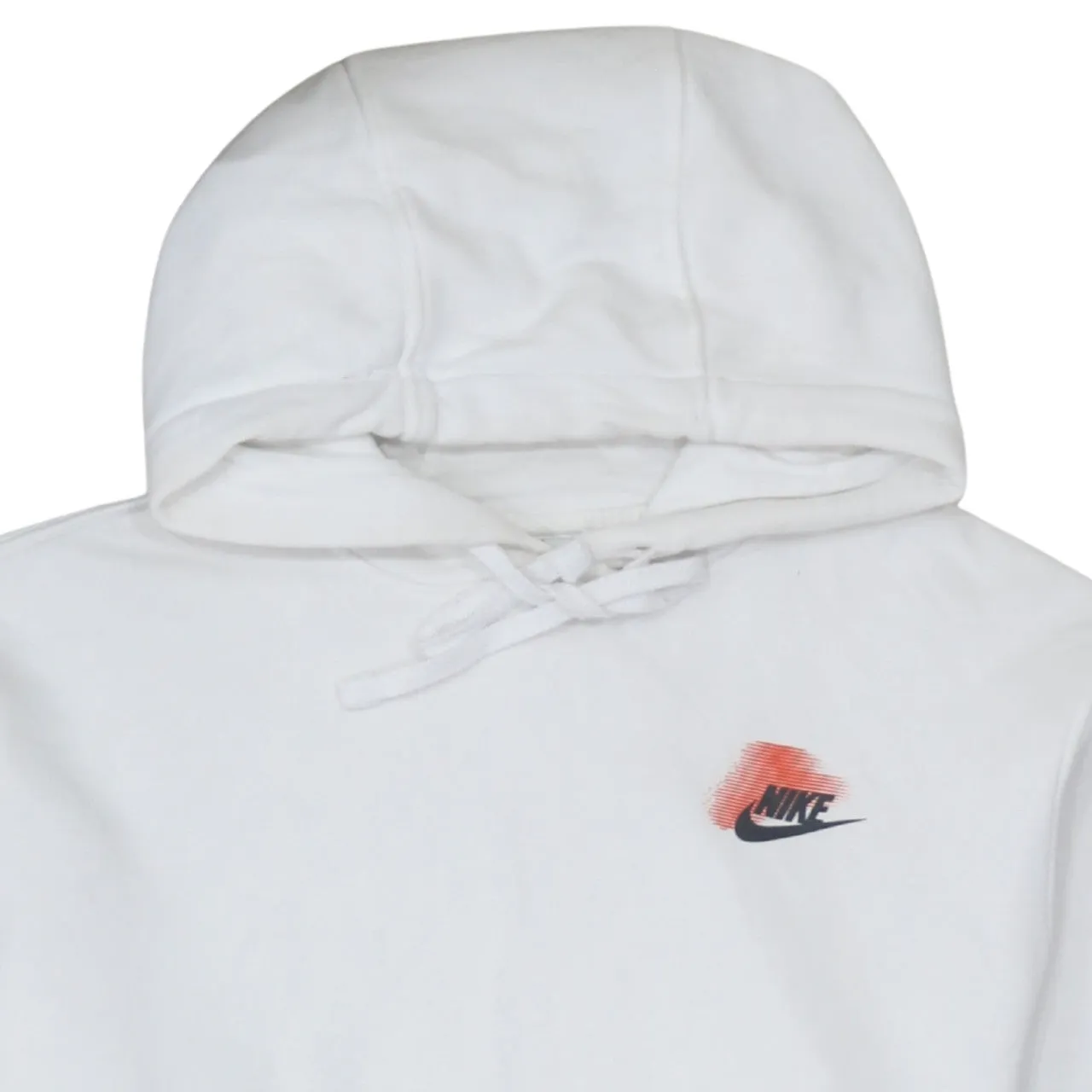 Nike White Hoodie Men’s Small Printed Swoosh Logo Graphic Sleeve Text Pullover Sweatshirt sold by Vintage Club product image thumbnail 3