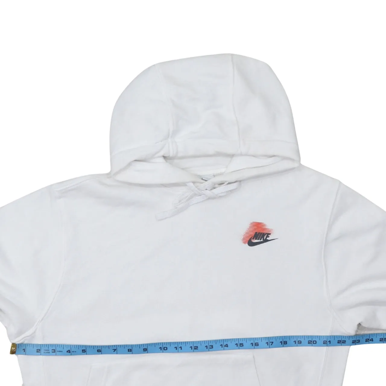 Nike White Hoodie Men’s Small Printed Swoosh Logo Graphic Sleeve Text Pullover Sweatshirt sold by Vintage Club product image thumbnail 5