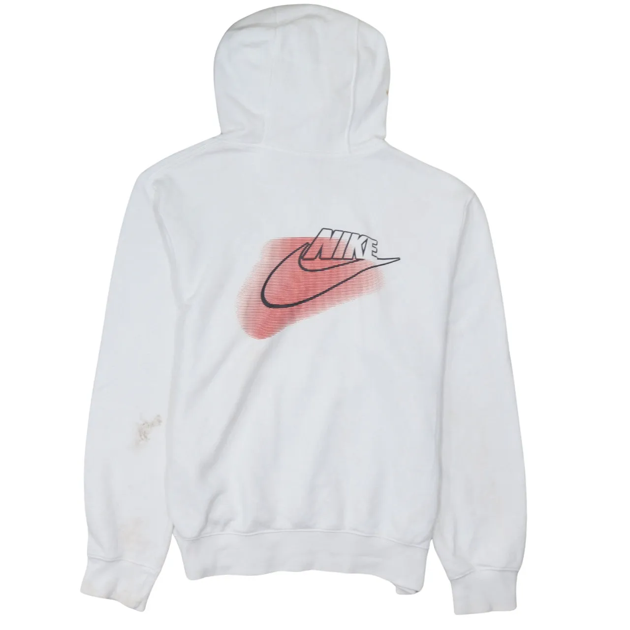 Nike White Hoodie Men’s Small Printed Swoosh Logo Graphic Sleeve Text Pullover Sweatshirt sold by Vintage Club product image thumbnail 2
