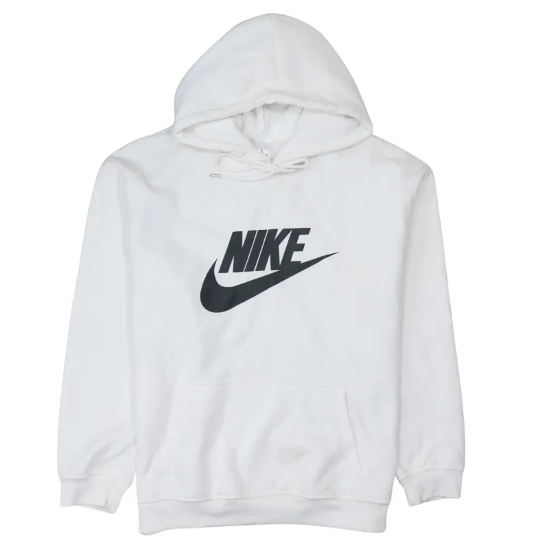 Nike White Hoodie Men’s Large Printed Front Logo Drawstring Hood Pouch Pocket Sweatshirt sold by Vintage Club