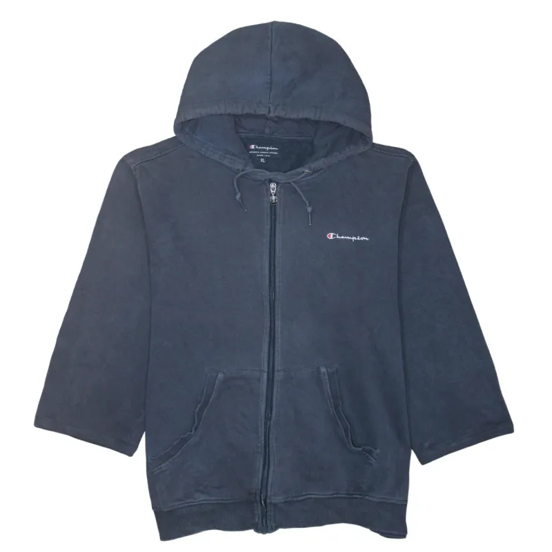 Champion Navy Blue Full Zip Hoodie Men's XLarge Embroidered Chest Logo Front Pockets Sweatshirt sold by Vintage Club