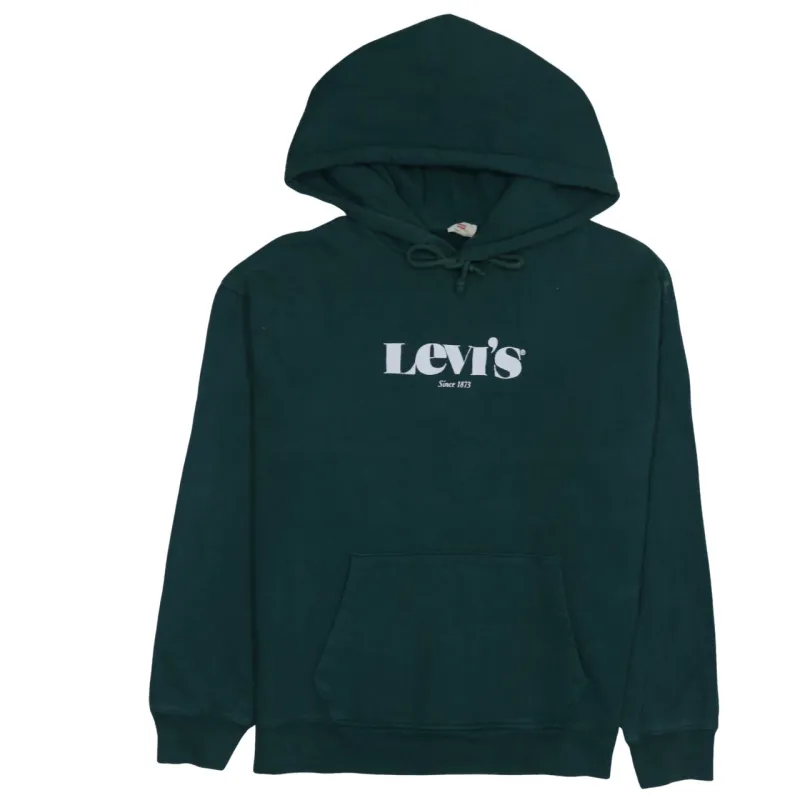 Levi's Dark Green Hoodie Men's Large Printed Logo Front Pocket Pullover Sweatshirt sold by Vintage Club