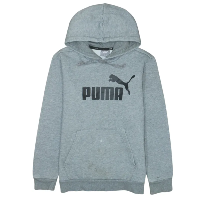 Puma Grey Hoodie Men's XSmall Printed Logo Front Pocket Pullover Sweatshirt Fleece Top sold by Vintage Club
