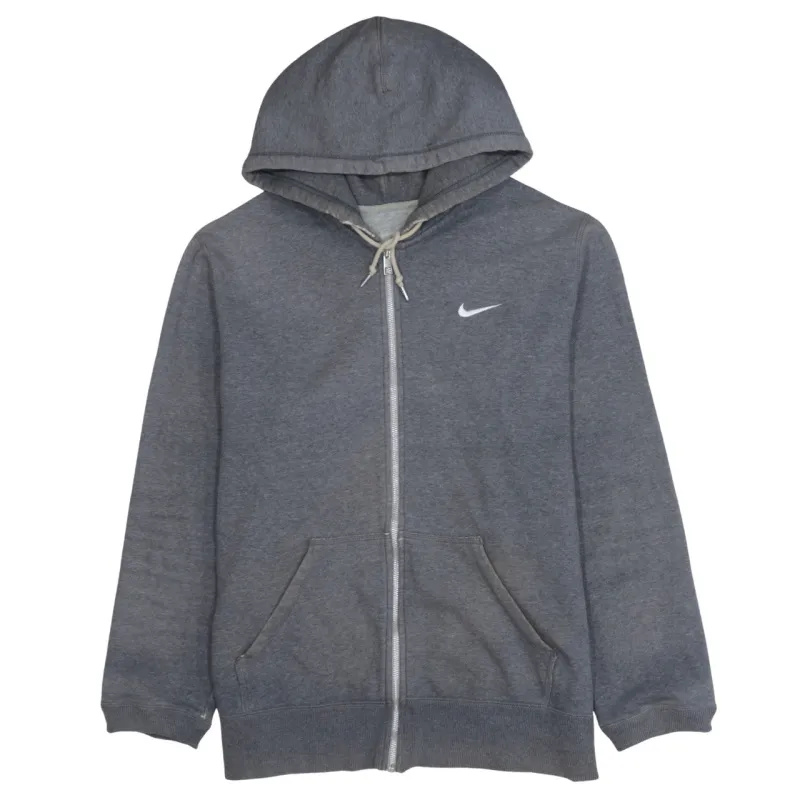 Nike Dark Grey Hoodie Men's Large Full Zip Embroidered Swoosh Split Pocket Sweatshirt sold by Vintage Club