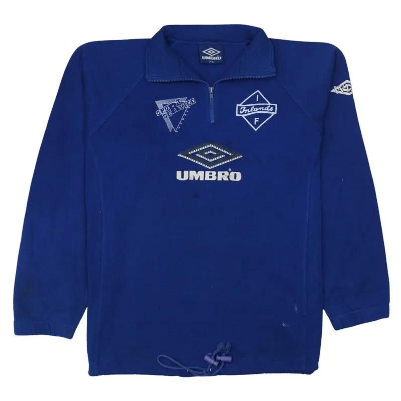 Umbro Royal Blue Sweatshirt Men's XLarge Quarter Zip Inland Printed Logo Pullover Top sold by Vintage Club
