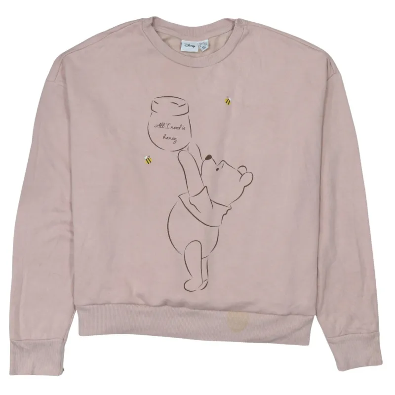 Disney Pink Sweatshirt Women’s Medium Winnie The Pooh Printed Graphic Pullover Jumper sold by Vintage Club