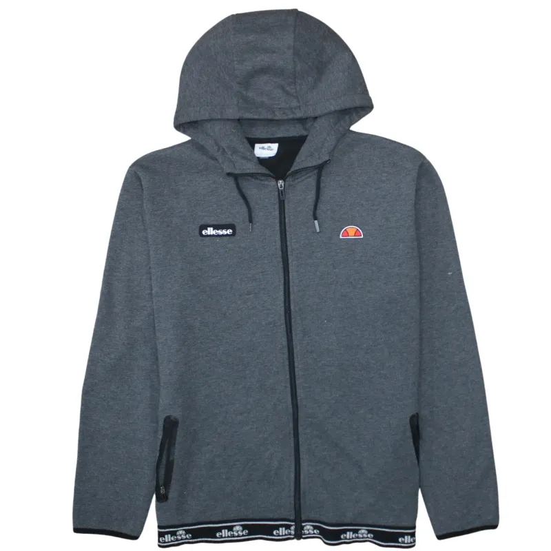 Ellesse Dark Grey Hoodie Men's XLarge Full Zip Embroidered Logo Branded Hem Sweatshirt sold by Vintage Club