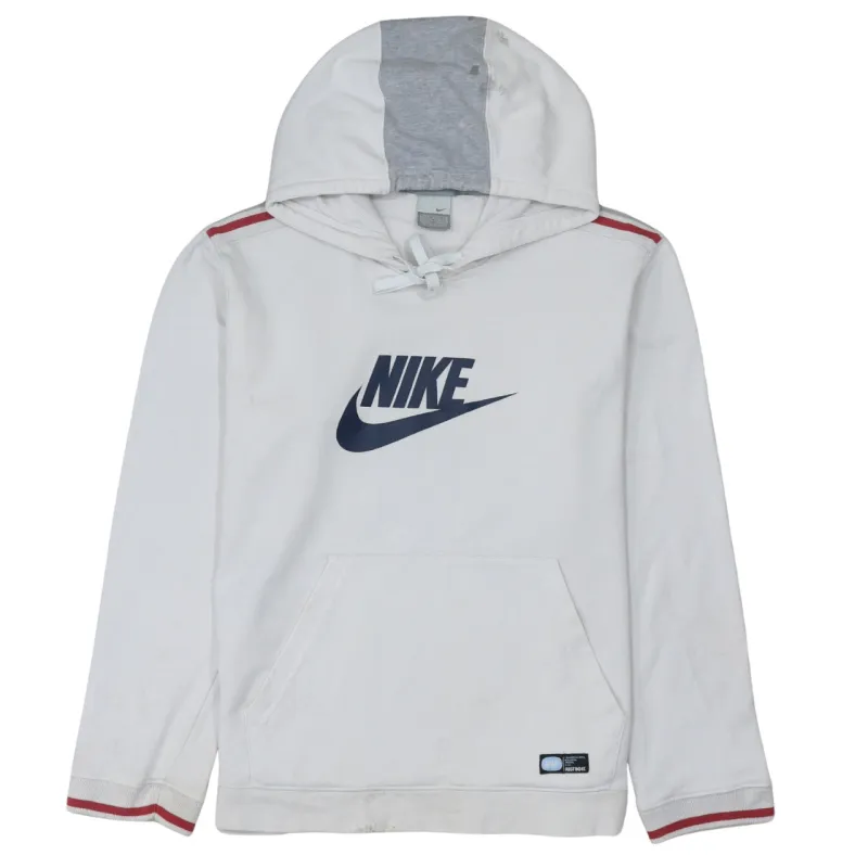Nike White Hoodie Men’s Medium Printed Logo Grey Panel Drawstring Pocket Sweatshirt sold by Vintage Club