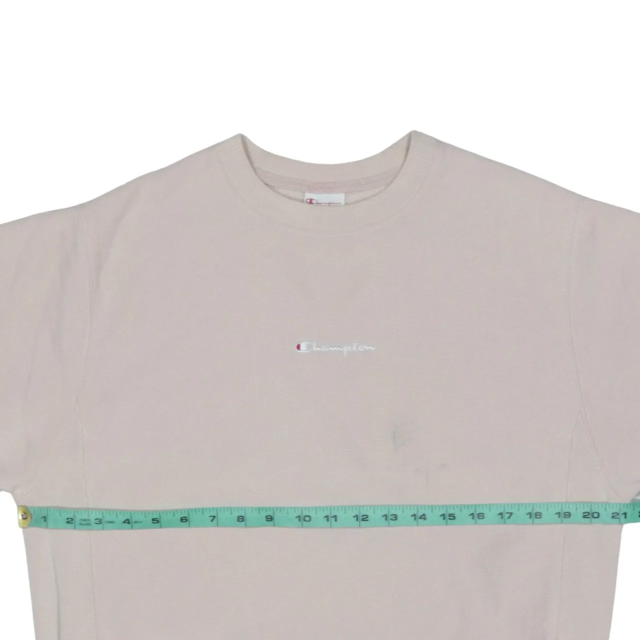 Champion Beige Sweatshirt Men's Small Embroidered Chest Logo Ribbed Crewneck Pullover sold by Vintage Club product image thumbnail 5