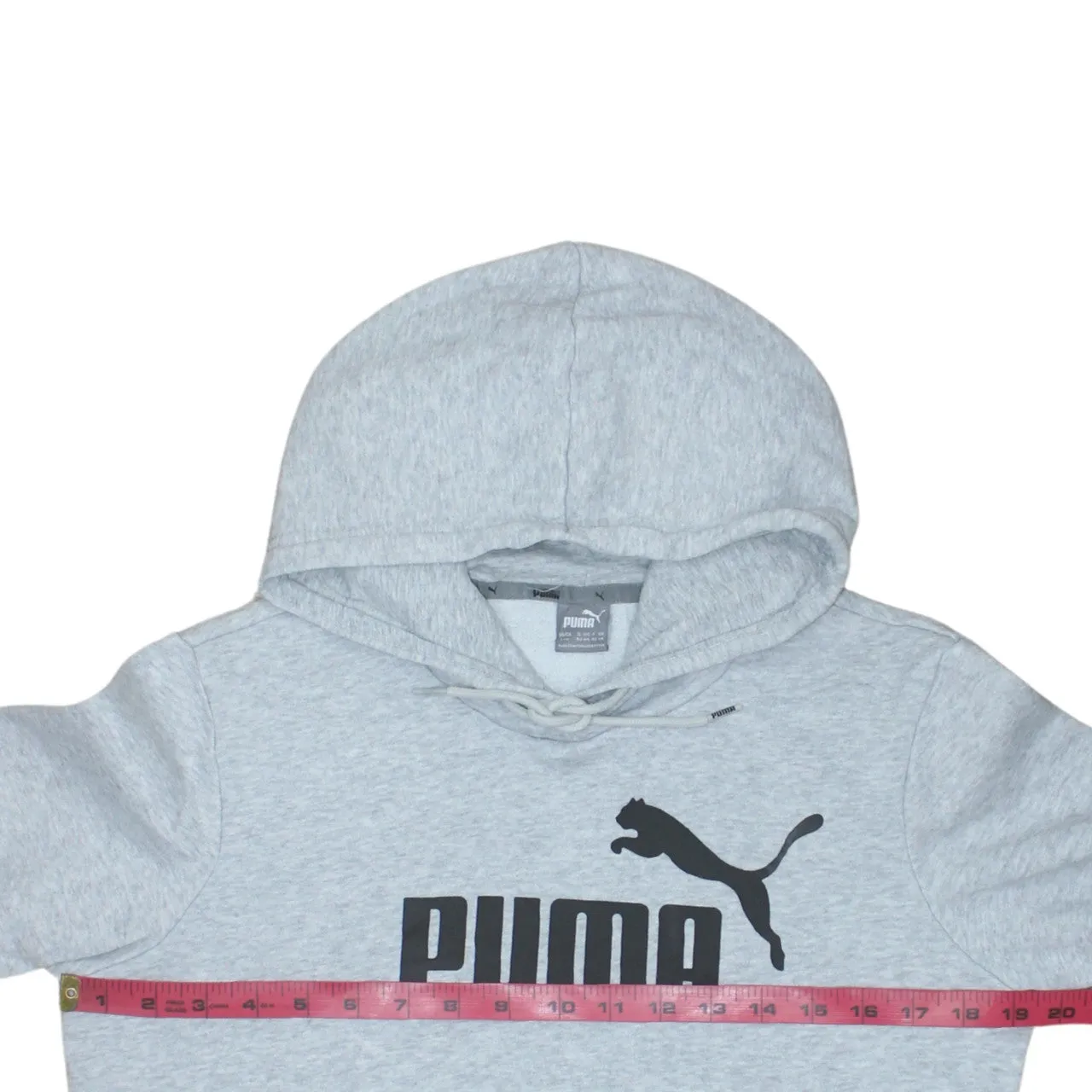 Puma Light Grey Hoodie Women’s Large Printed Logo Front Pocket Pullover Sweatshirt sold by Vintage Club product image thumbnail 5