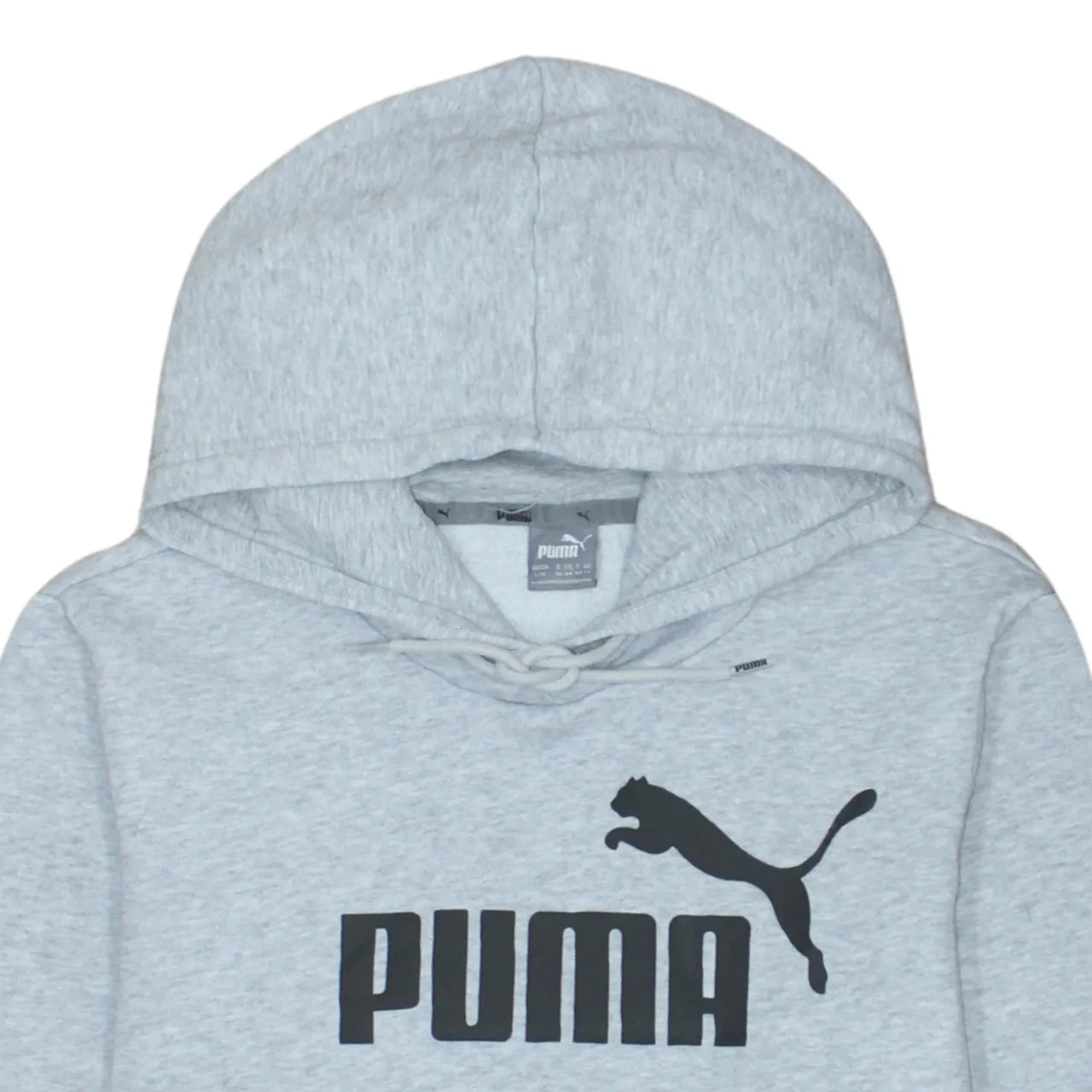 Puma Light Grey Hoodie Women’s Large Printed Logo Front Pocket Pullover Sweatshirt sold by Vintage Club product image thumbnail 3