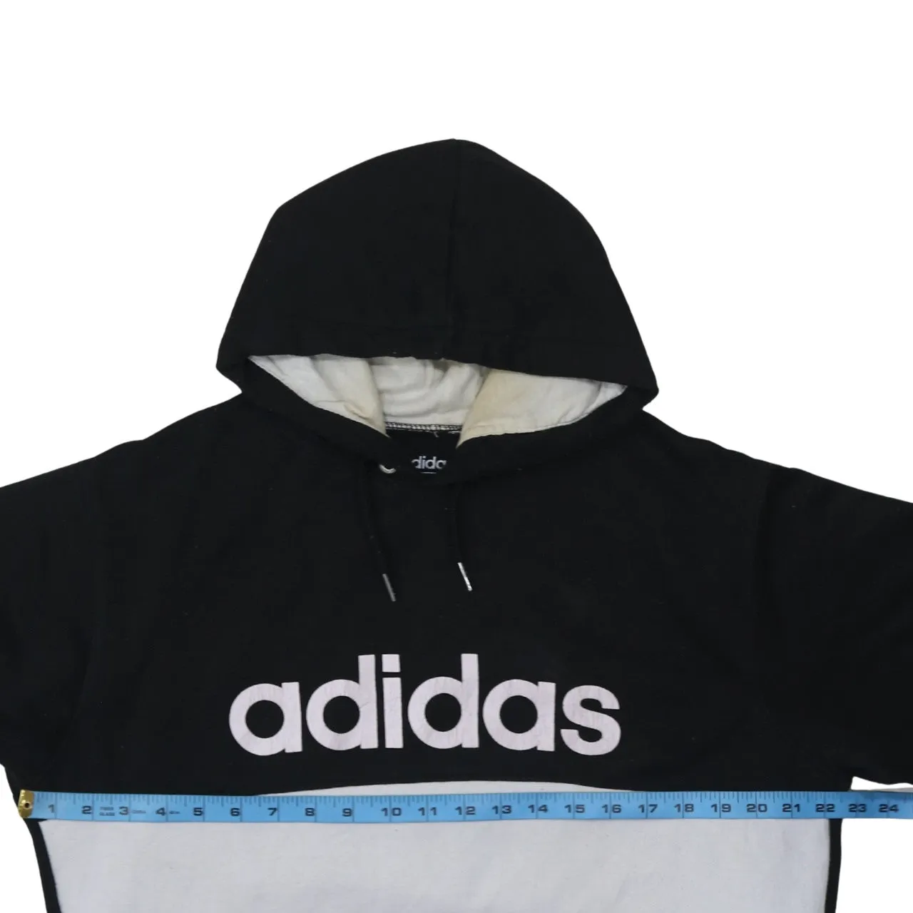 Adidas Black White Hoodie Men’s Large Big Logo Three Stripe Sleeves Pullover Sweatshirt sold by Vintage Club product image thumbnail 5