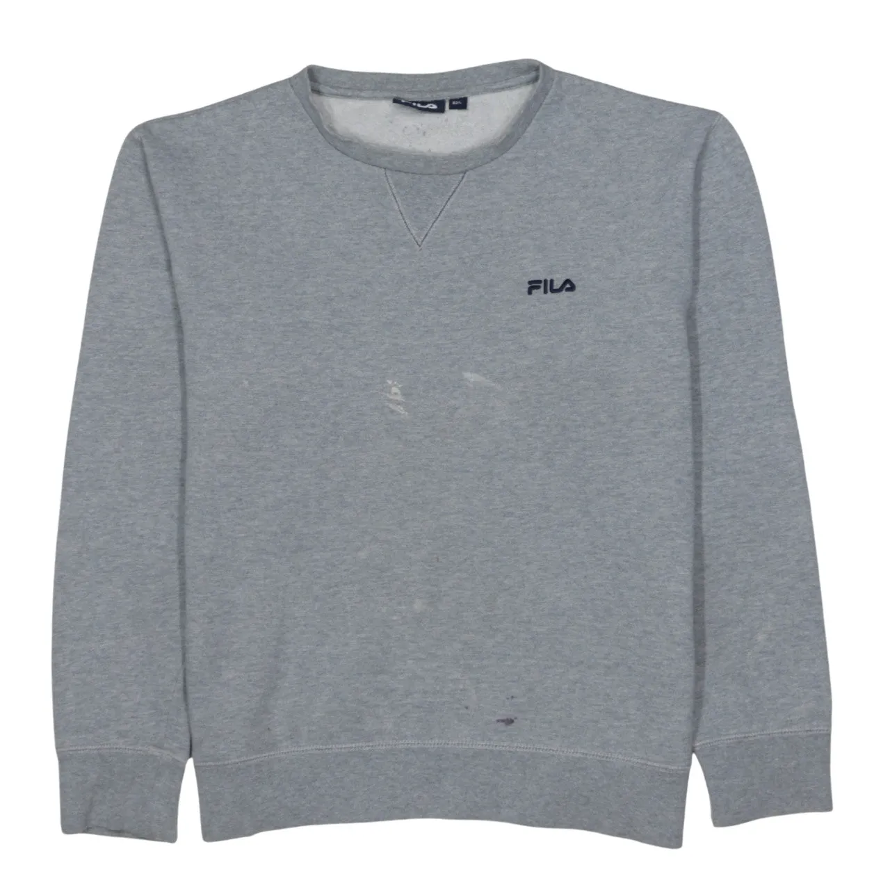 Fila Grey Sweatshirt Men's Large Embroidered Chest Logo Crewneck Pullover Jumper sold by Vintage Club
