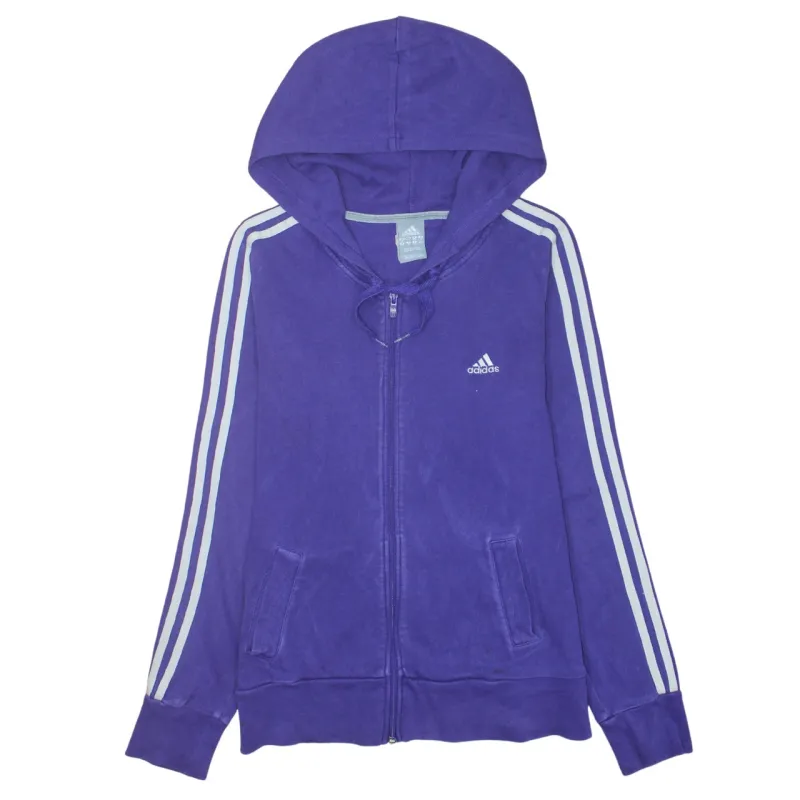 Adidas Purple Zip Hoodie Women’s Small Embroidered Logo Three Stripe Sleeves Casual Top made by Adidas