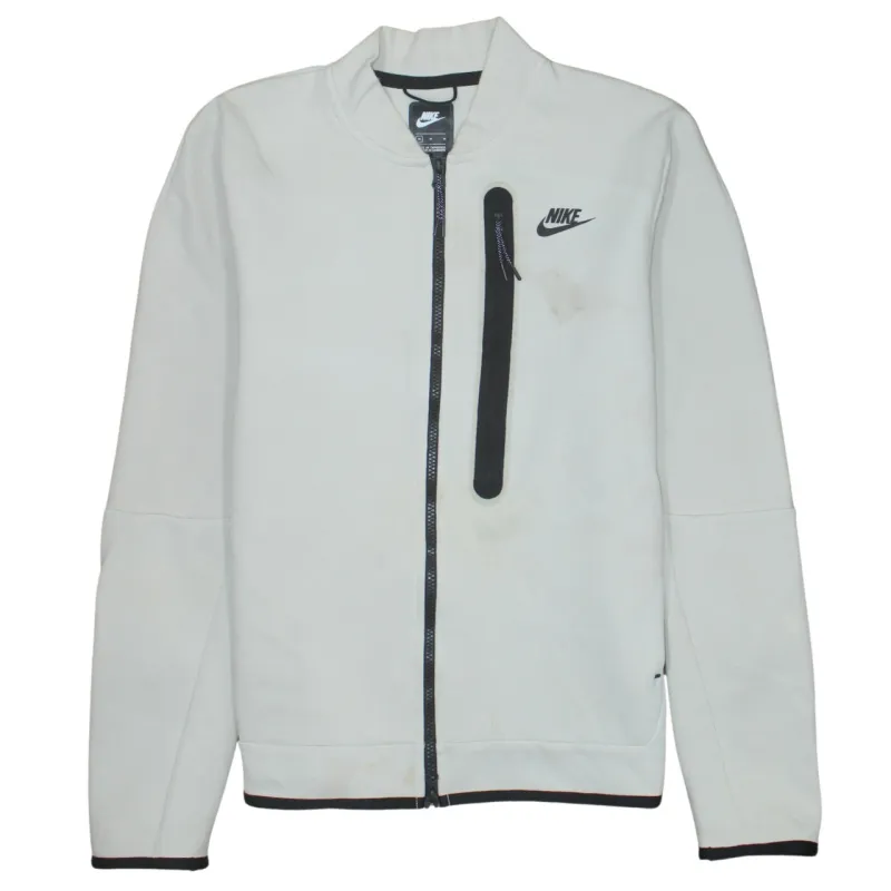 Nike Light Grey Jacket Men's Medium Full Zip Chest Pocket Printed Logo Track Top sold by Vintage Club