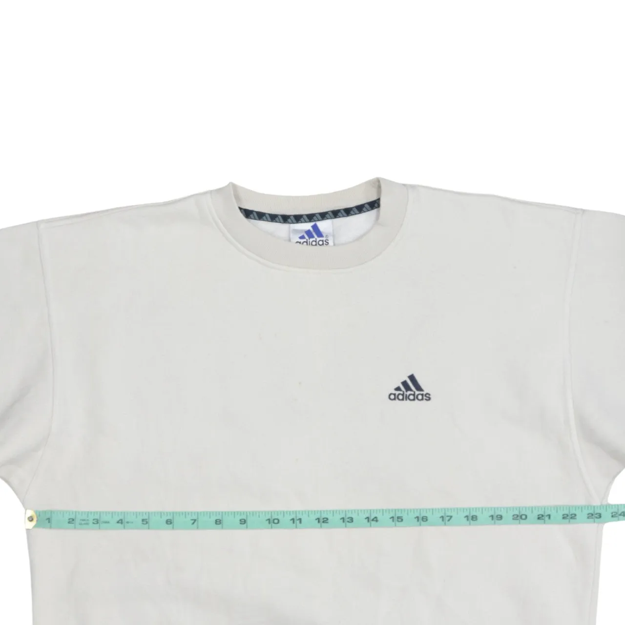 Adidas Cream White Sweatshirt Men's Large Embroidered Chest Logo Crewneck Pullover Jumper sold by Vintage Club product image thumbnail 5