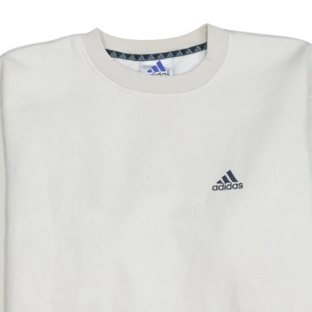 Adidas Cream White Sweatshirt Men's Large Embroidered Chest Logo Crewneck Pullover Jumper sold by Vintage Club product image thumbnail 3