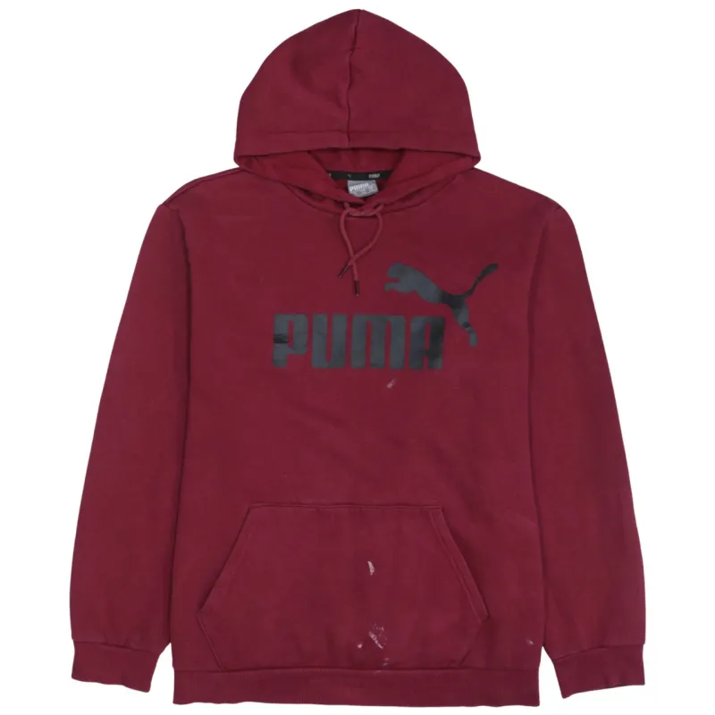 Puma Burgundy Red Hoodie Women’s XXLarge Printed Logo Front Pocket Pullover Sweatshirt made by Puma