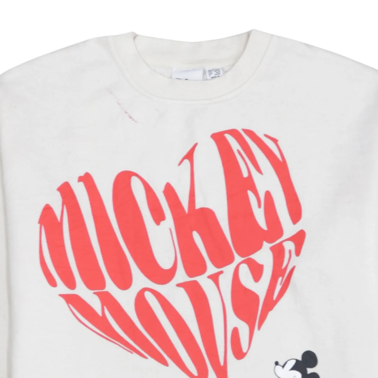 Disney Cream Sweatshirt Women’s Medium Mickey Mouse Heart Printed Graphic Pullover Top sold by Vintage Club product image thumbnail 3