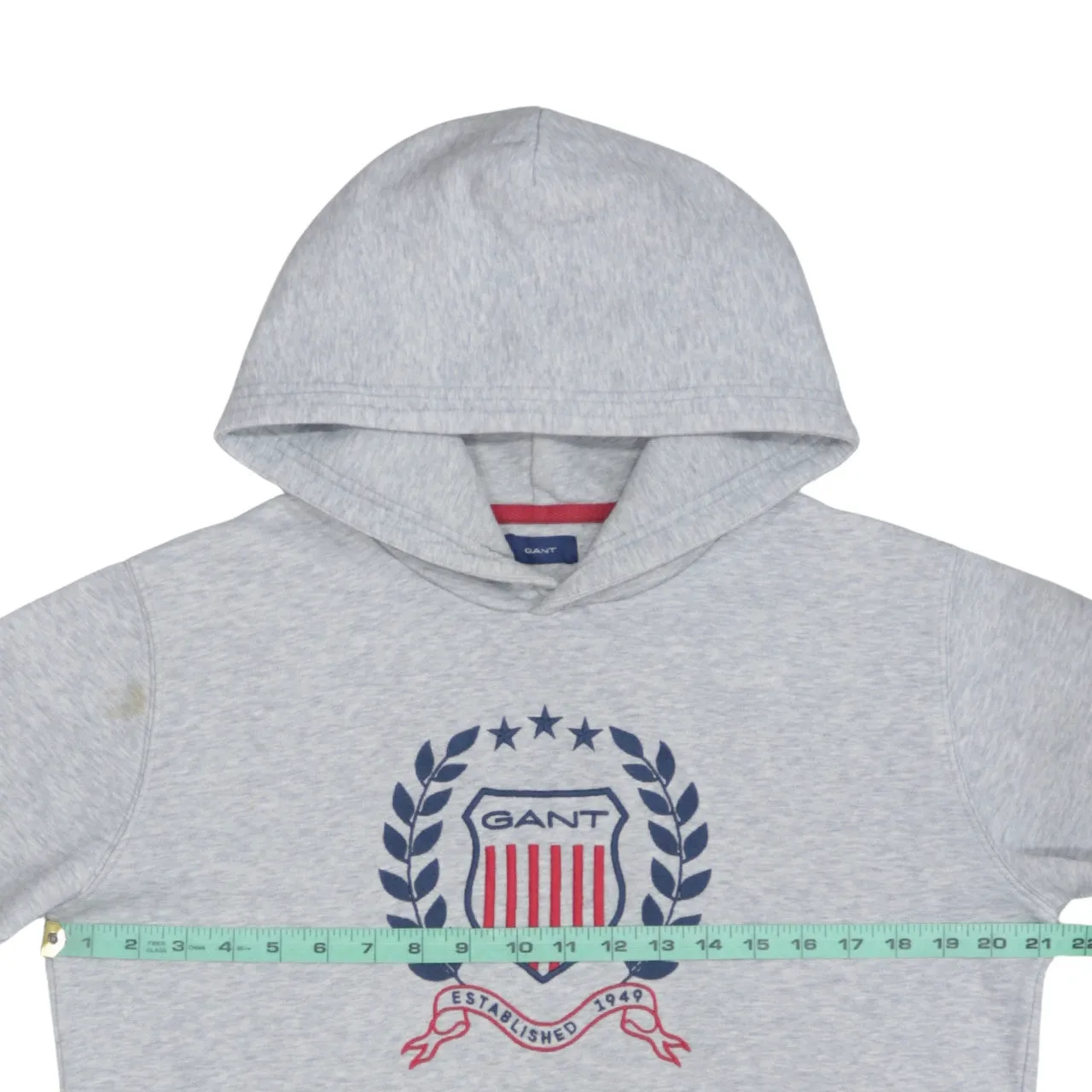 GANT Grey Hoodie Men's Small Crest Printed Logo Front Pocket Pullover Sweatshirt sold by Vintage Club product image thumbnail 5