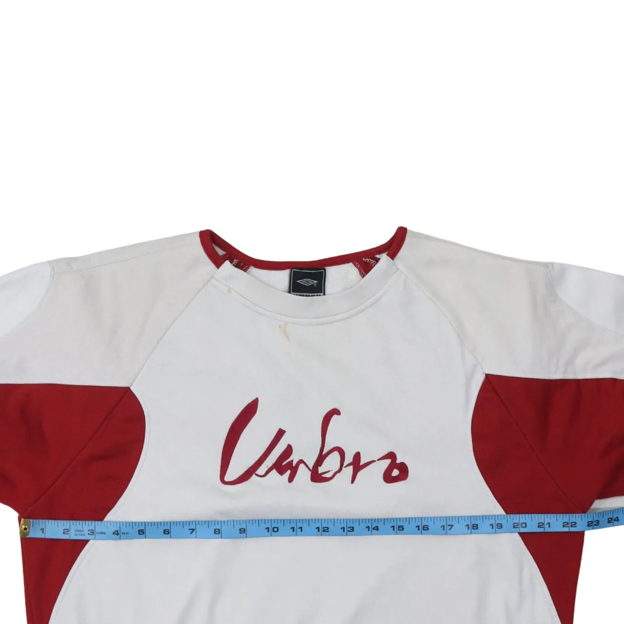 Umbro White Red Sweatshirt Men's Large Script Logo Contrast Panels Crewneck Pullover Top sold by Vintage Club product image thumbnail 5