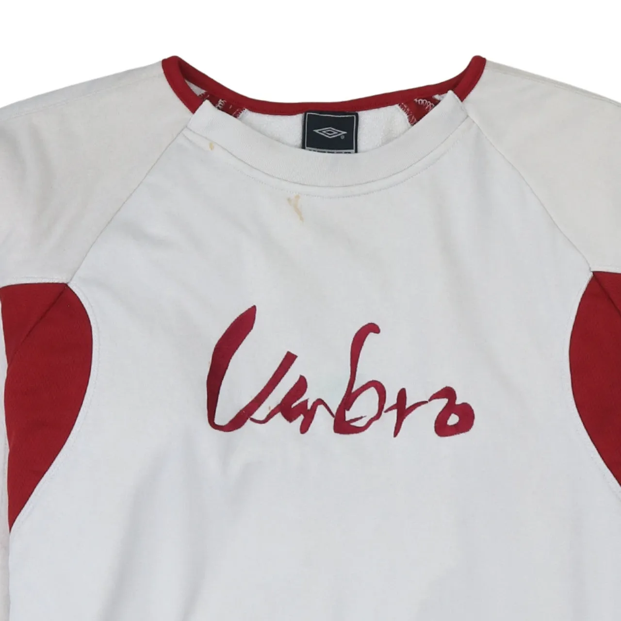 Umbro White Red Sweatshirt Men's Large Script Logo Contrast Panels Crewneck Pullover Top sold by Vintage Club product image thumbnail 3