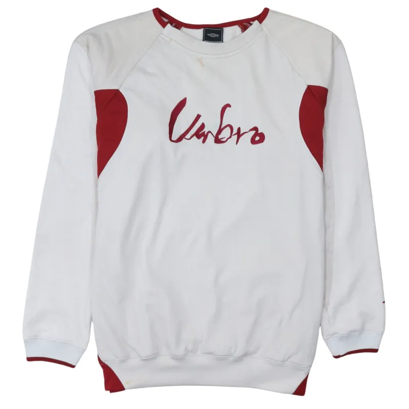 Umbro White Red Sweatshirt Men's Large Script Logo Contrast Panels Crewneck Pullover Top sold by Vintage Club