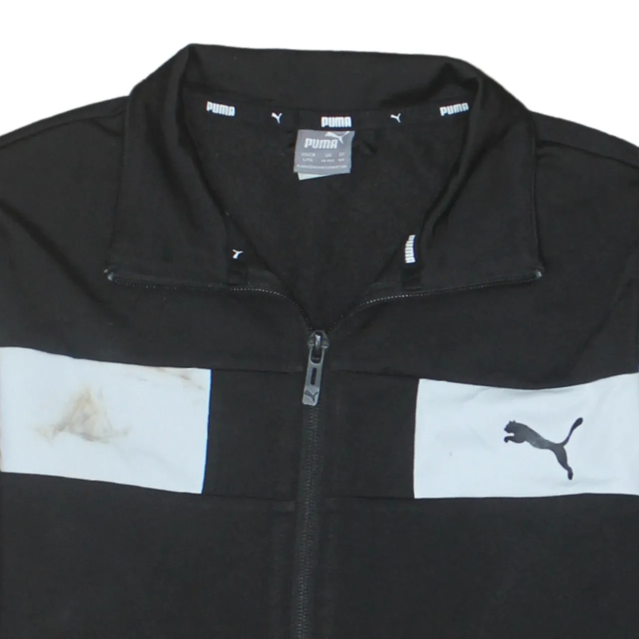 Puma Black Track Jacket Women’s Large White Chest Stripes Printed Logo Zip Up Top sold by Vintage Club product image thumbnail 3