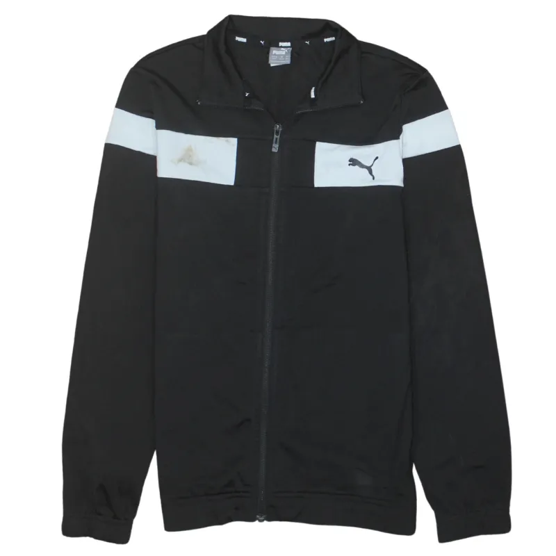 Puma Black Track Jacket Women’s Large White Chest Stripes Printed Logo Zip Up Top sold by Vintage Club