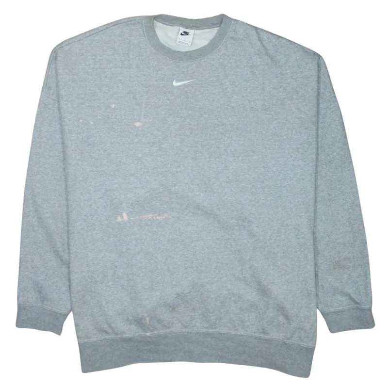 Nike Grey Sweatshirt Men's XLarge Embroidered Swoosh Logo Crewneck Pullover Fleece Top sold by Vintage Club