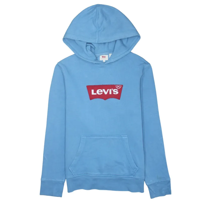 Levi's Light Blue Hoodie Men's Small Embroidered Box Logo Front Pocket Pullover Sweatshirt sold by Vintage Club