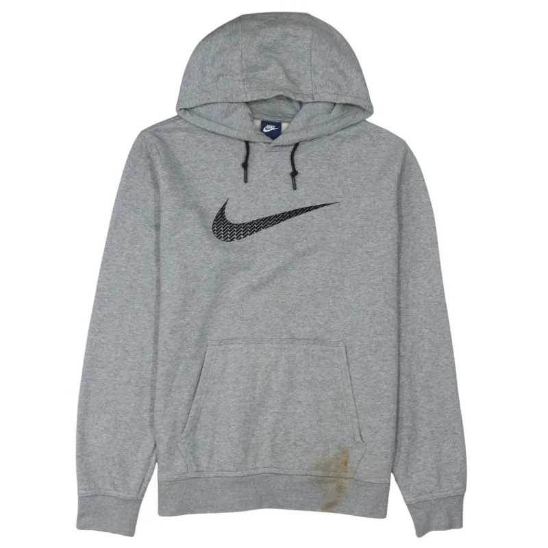 Nike Grey Hoodie Women’s Large Printed Swoosh Logo Drawstring Hood Front Pocket Sweatshirt sold by Vintage Club