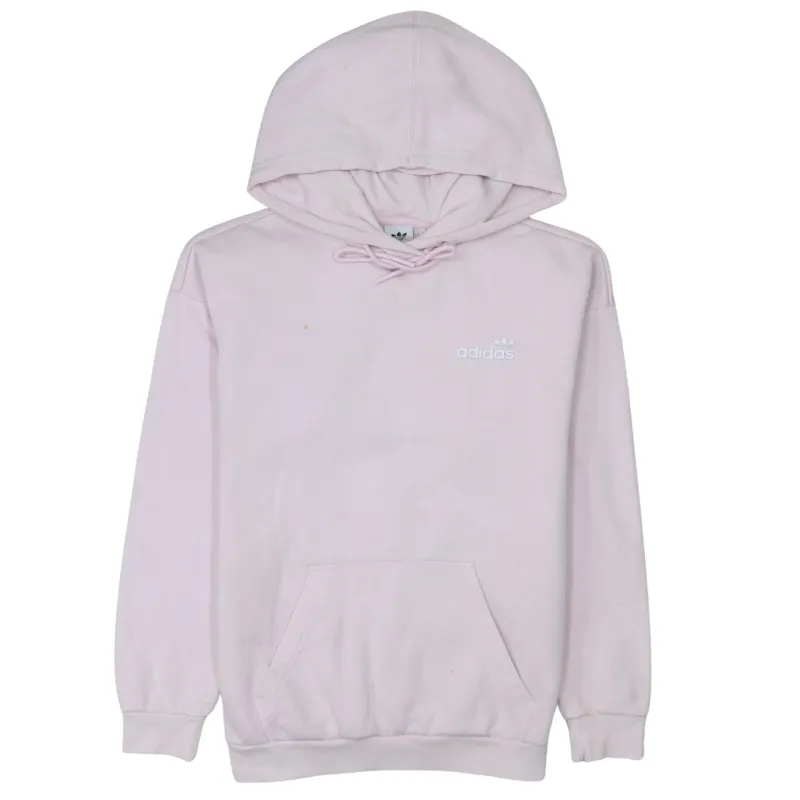 Adidas Light Pink Hoodie Men's Medium Printed Trefoil Logo Front Back Pullover Sweatshirt sold by Vintage Club