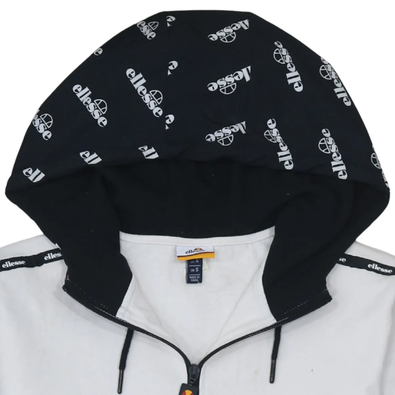 Ellesse White Half Zip Hoodie Men's Small Logo Taped Sleeves Front Pocket Pullover Sweatshirt sold by Vintage Club product image thumbnail 3