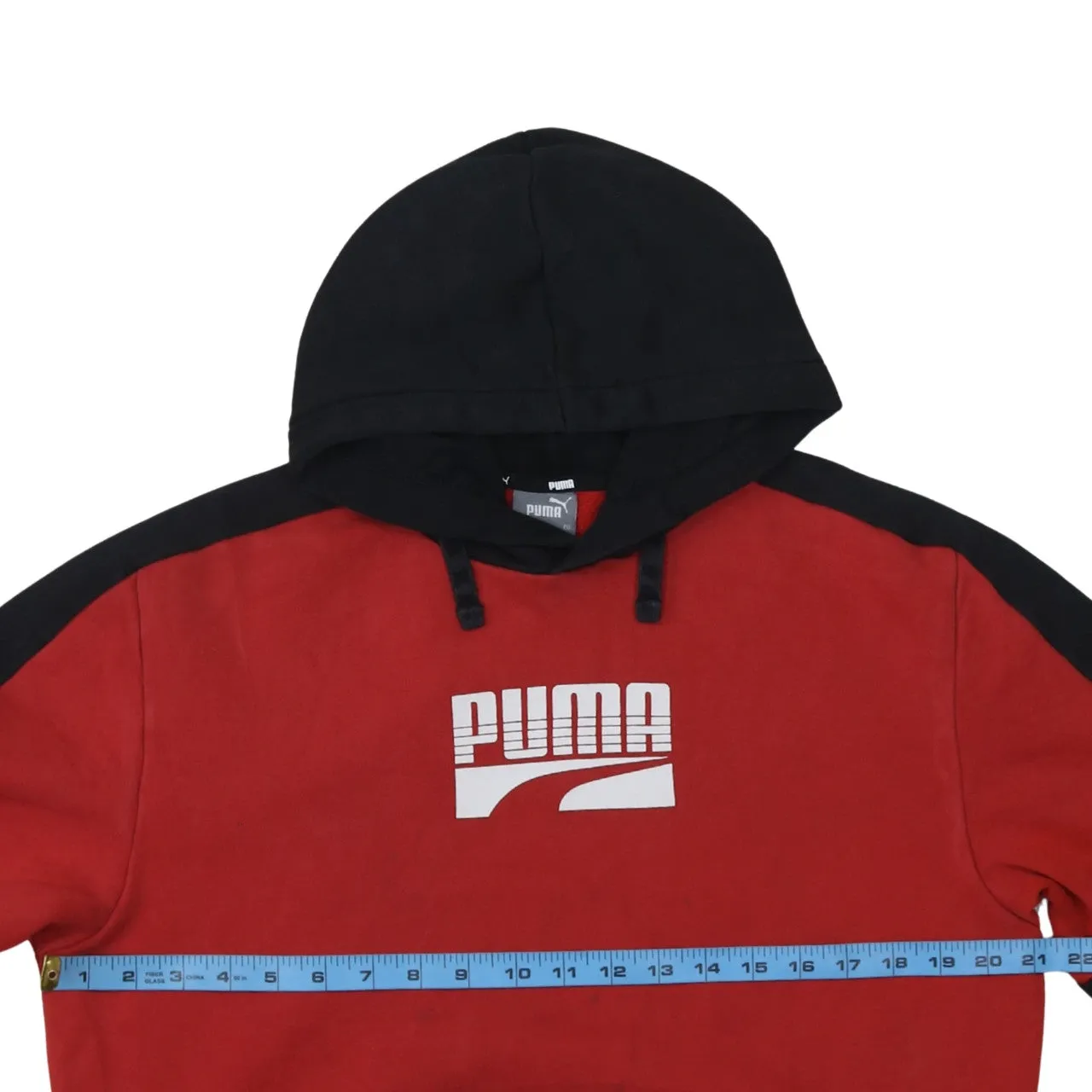 Puma Red Black Hoodie Men's Small Printed Logo Pouch Pocket Raglan Sleeves Sweatshirt sold by Vintage Club product image thumbnail 5