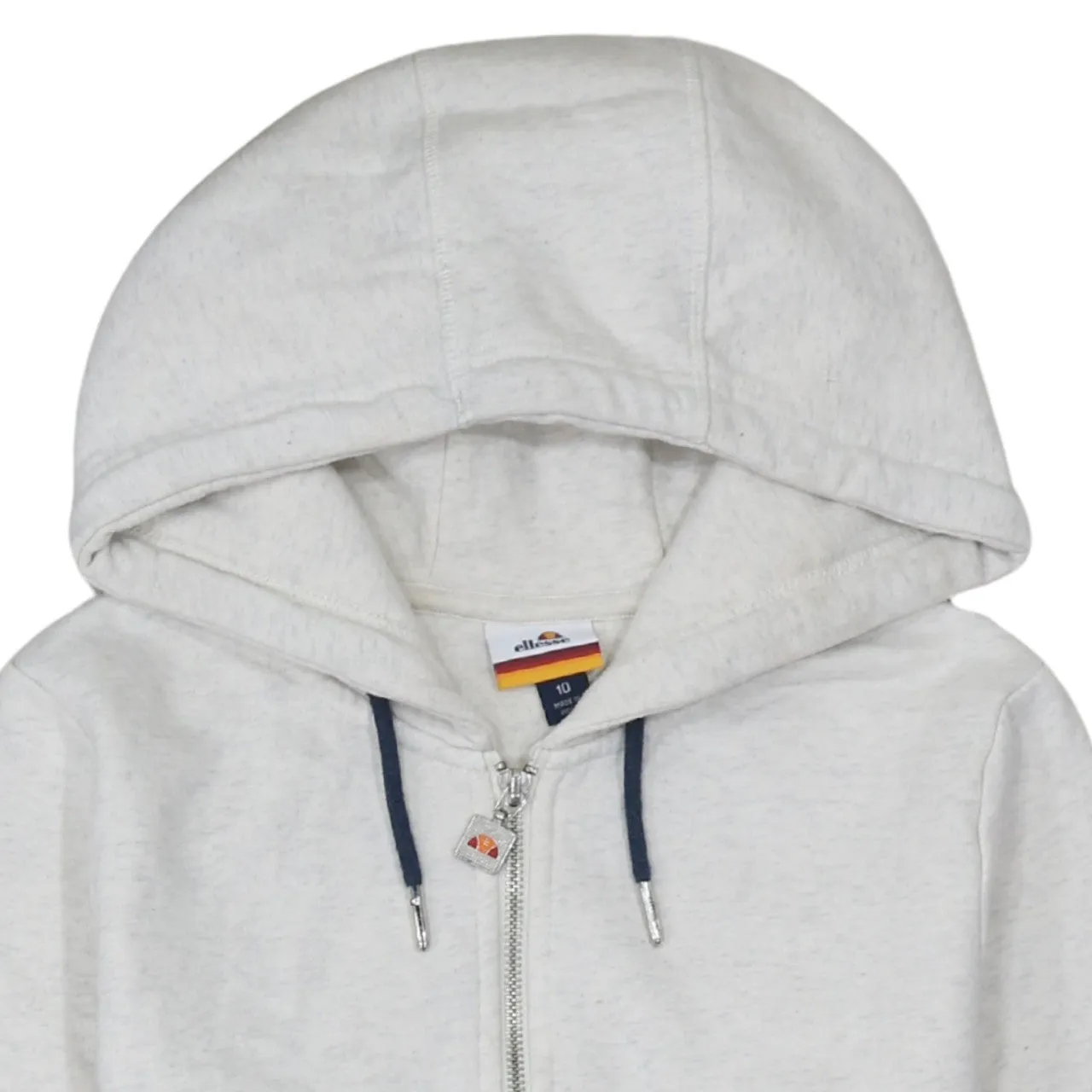 Ellesse Light Grey Hoodie Women’s Large Full Zip Embroidered Chest Logos Pocket Sweatshirt sold by Vintage Club product image thumbnail 3