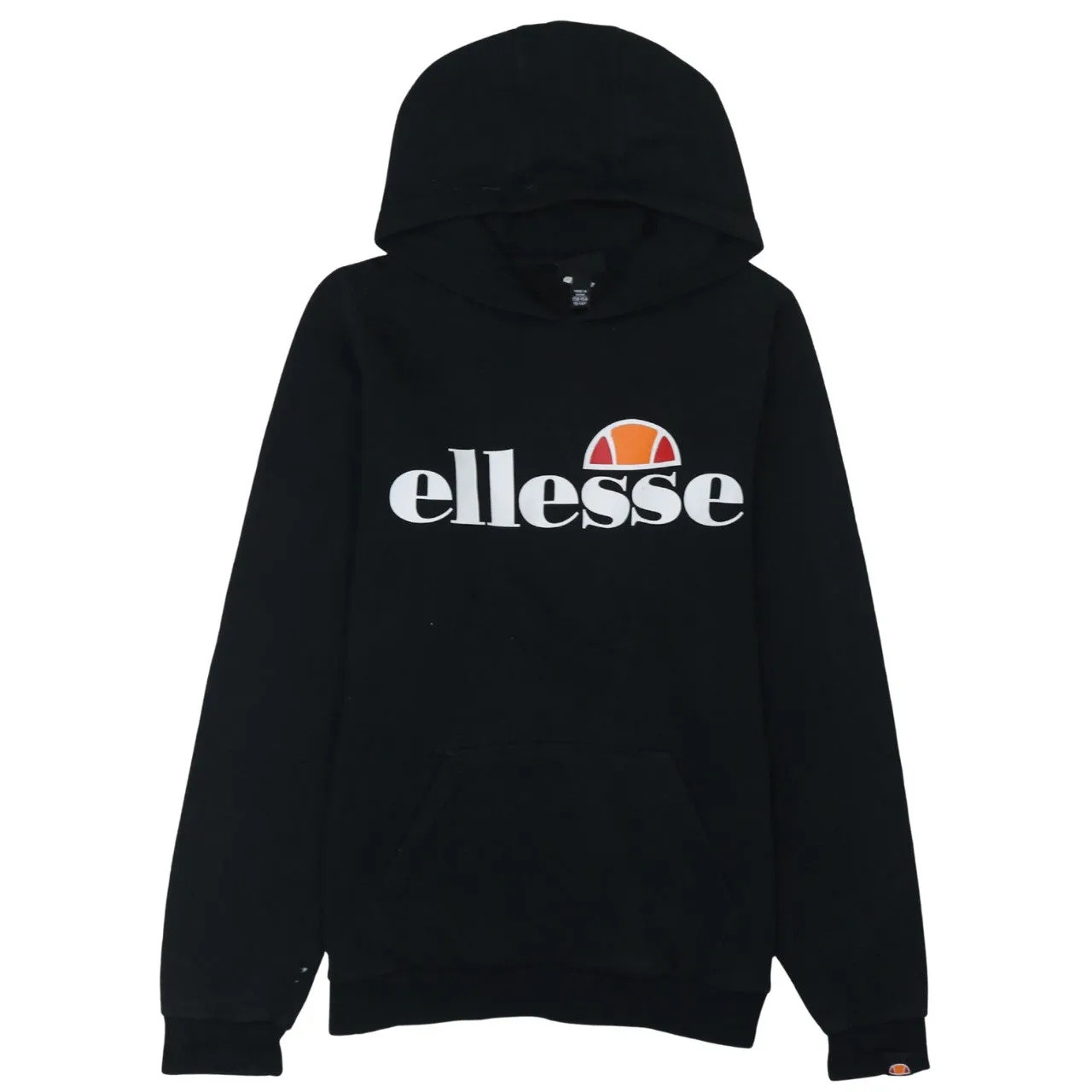 Ellesse Black Hoodie Women’s Medium Printed Front Logo Front Pocket Pullover Sweatshirt sold by Vintage Club